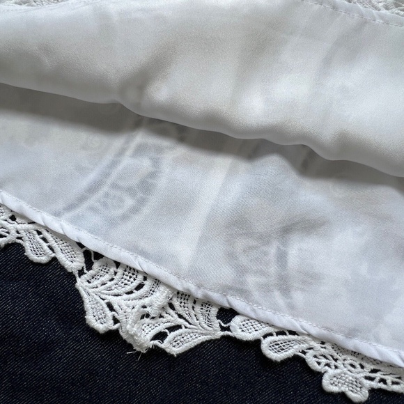 Lucy & Laurel Skirt Linen Blend Coastal Cowgirl Cut Out Lace Hem White Size 6 - Picture 6 of 8